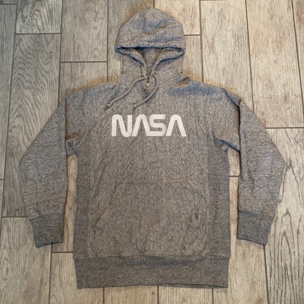 H&M embroidered NASA heather grey hoodie S